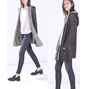 Zara knit open hooded long Cardigan size medium